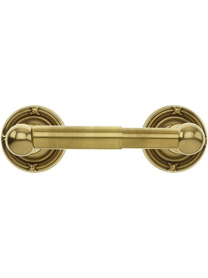 Brass Toilet-Paper Holder with Ribbon and Reed Rosettes in Antique Brass.